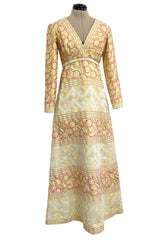 Wonderful 1960s Malcolm Starr by Elinor Simmons Pink Detailed Metallic Brocade Dress