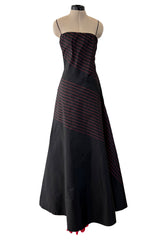 Fall 1978 George Stavropoulos Minimalist Bias Cut Black & Red Silk Dress