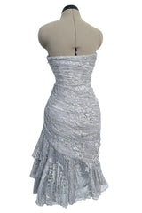 Fall 1989 Emanuel Ungaro Haute Couture Runway Silver Strapless Mini Dress