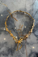 Prettiest Vintage Lanvin Gold Toned Metal Hook Clasp Belt w Attached Leafs & a Bow Front