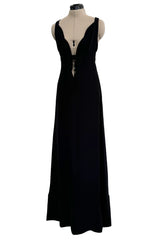 Fall 2012 Valentino by Pierpaolo Piccioli & Maria Grazia Chiuri Black Silk Dress w Front Plunge