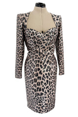 Sexiest Fall 1995 Loris Azzaro Couture Sequin Covered Leopard Print Dress w Open Cut Outs