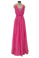 Resort 2008 Christian Dior by John Galliano Pink Silk Chiffon Plunge Dress