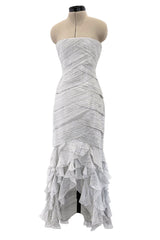 Etheral Spring 2018 Chanel by Karl Lagerfeld Runway Look 89 Finale Strapless Metallic Silver Dress