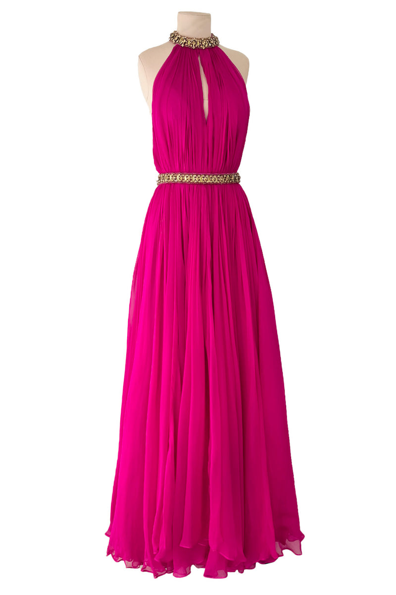 Gorgeous Pre-Fall 2011 Alexander McQueen by Sarah Burton Pink Silk Chiffon Dress w Jeweled Belt