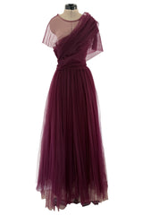 Gorgeous Resort 2020 Khaite Look 21 Burgundy Net Full Skirted Dress & Underskirt