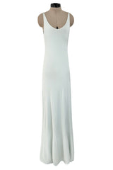 Fantastic 1973 Halston Runway Pale Blue Green Double Layer Silk Jersey Sleeveless Tank Dress