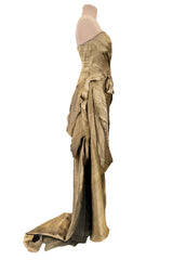 Iconic Spring 2008 Nina Ricci by Olivier Theyskens Runway Look 36 Gold Metal Thread Dress