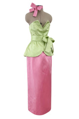 Yves Saint Laurent Spring 1985 Haute Couture Runway Pink & Mint Green Set