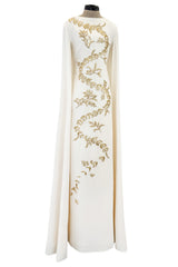 Spring 2019 Oscar de la Renta by Laura Kim & Fernando Garcia Gold Embellished Ivory Caftan Dress