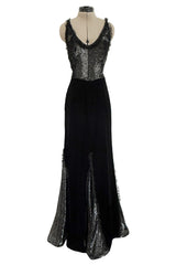 Fall 1995 Valentino by the Original Mr Valentino Runway Black Velvet Dress w Sequin Detailing