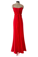 Prettiest Spring 2003 Original Valentino Runway Look 64 Red Silk Dress w Silk Chiffon Ties