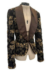 Exceptional 2004 John Anthony Couture Brown Velvet Heavily Hand Embroidered & Beaded Jacket