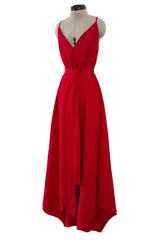 Resort 2019 Valentino by Pierpaulo Piccioli Red Plunge Dress w Pointed Hem