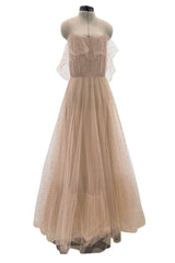 Fall 2016 Valentino by Pierpaolo Piccioli Nude Pink Net Dress w Scattered Silver Sequin & Beads