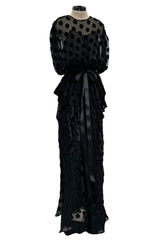 Chic Fall 1979 Givenchy by Hubert de Givenchy Runway Black Silk & Velvet with Inner Slip