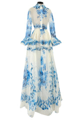 Pre-Fall 2020 Valentino by Pierpaolo Piccioli Runway Look 3 Blue & White Silk Organza Dress