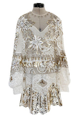 Beautiful Spring 2020 Valentino by Pierpaolo Piccioli Densely White & Gold Sequin Dress