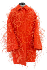 Fall 2019 Valentino by Pierpaolo Piccioli Orange Wool & Feather Coat
