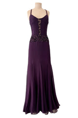Gorgeous 2000s Valentino Roma Mauve Purple Silk Chiffon Dress w Sequin & Lace Detailing