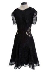 Fall 2017 Alexander McQueen by Sarah Burton Black Lace Dress w See Through Lace Back