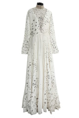 Spectacular Spring 2017 Valentino by Pierpaolo Piccioli Runway Look 52 Zandra Rhodes Print White Silk Chiffon Dress