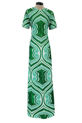 Magnificent Spring 2022 Etro Runwy Look 38 Fully Sequinned Green Silk Chiffon Full Length Dress