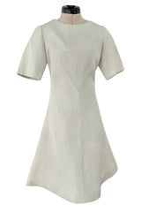 Documented Spring 1969 Christian Dior by Marc Bohan Haute Couture Stiffened Silk A-Line Dress