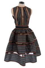 Amazing 2010s Fendi by Karl Lagerfeld Striped Cotton Dress w Transparent Net Panels