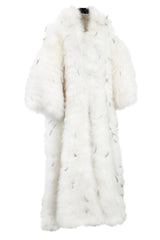 Amazing Vintage Unlabeled Full Length White Fluffy Feather Coat w Extra Wide Bell Sleeves