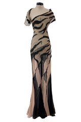 Spring 2001 Jean Louis Scherrer Haute Couture Look 22 Runway Sample Beaded Silk Chiffon & Net Dress