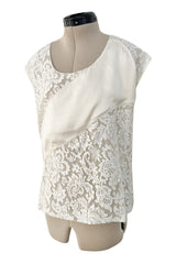Prettiest Spring 1982 Christian Dior by Marc Bohan Haute Couture Sleeveless Ivory Silk & Lace Top