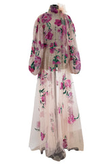 Dreamy Pre-Fall 2020 Valentino by Pierpaolo Piccioli Look 45 Pink Sequin Floral Net Dress