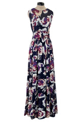 Cruise 2010 Chanel by Karl Lagerfeld Runway Look 33 Silk Chiffon Dress w Oversized Purple Floral Print