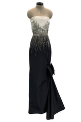 Exceptional Spring 1997 Nina Ricci by Gerard Pipart Haute Couture Runway Black & White Strapless w Beaded Details