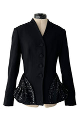 Fabulous Fall 2008 Christian Dior Black Meticulously Tailored Bar Jacket w Beaded Hip Detailing