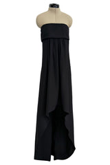 Spring 2013 Saint Laurent by Hedi Slimane Strapless Black Silk Dress w Scooped Front Hem