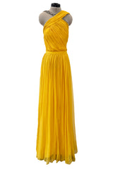 Spring 2009 John Galliano Deep Yellow Silk Chiffon Dress w Rhinestone Detailing