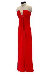 Spring 2000 Valentino Strapless Red Silk Crepe Dress Re-issue of the 1965 Couture Original