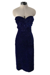 Fall 1986 Yves Saint Laurent Runway & Ad Campaign Hand Gathered Strapless Velvet Dress