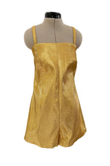 Amazing 1950s Elizabeth Arden Old Hollywood Metallic Gold Playsuit Jumpsuit