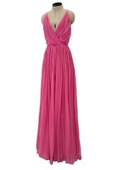 Resort 2008 Christian Dior by John Galliano Pink Silk Chiffon Plunge Dress
