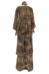 Fantastic 1970s Yves Saint Laurent Light and Airy Top w Curved Sleeves & Tiered Dress Skirt Set