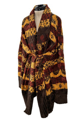 Fall 1994 Christian Lacroix Runway Knit Printed Striped Slouchy Cardigan w Original Belt