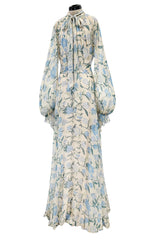 Prettiest Resort 2020 Luisa Beccaria Runway Look 24 Blue & Ivory Silk Chiffon Dress