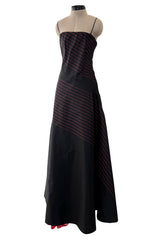 Fall 1978 George Stavropoulos Minimalist Bias Cut Black & Red Silk Dress