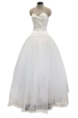1993 Dolce & Gabbana Three Piece White Silk & Tulle Wedding Dress Overskirt & Veil Full Set