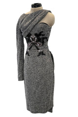 Rare Fall 2007 Christian Dior by John Galliano Runway Look 19 Beaded One Shoulder Dress