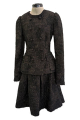 Extraordinary Rare Fall 2016 Dolce & Gabbana Alta Moda Couture Gold Tweed & Lace Covered Jacket & Skirt Suit Set