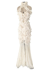 2011 Alexander McQueen by Sarah Burton Intricate Lace & Silk Chiffon Ivory Dress
